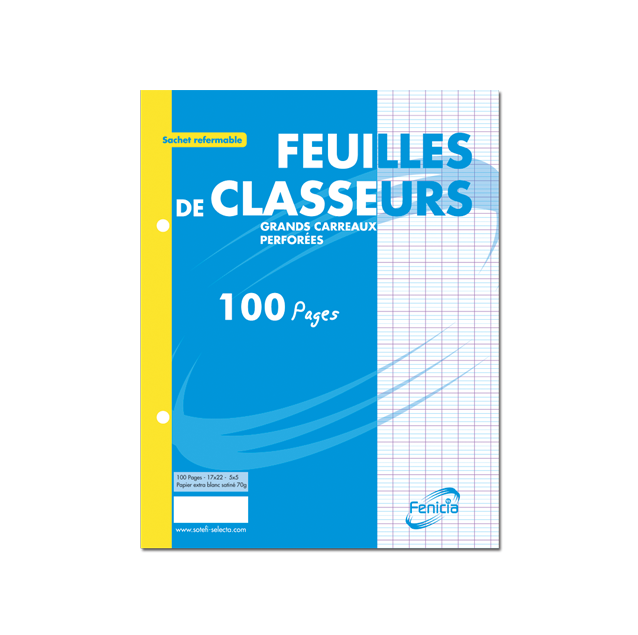 FEUILLETS MOBILES BLANC 17X22 70G FENICIA