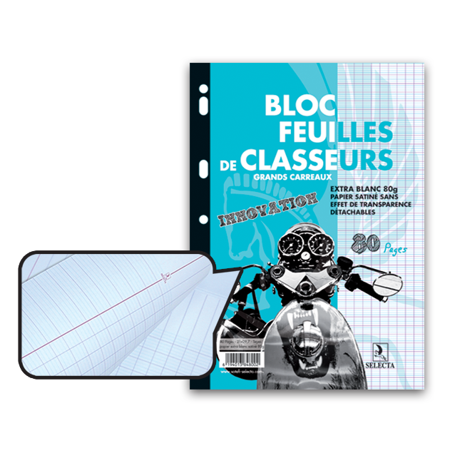 BLOCFEUILLETS MOBILES DETACHABLES A4 80P SEY 60G SELECTA