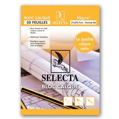 Bloc papier calque A4 de 50 feuilles selecta 