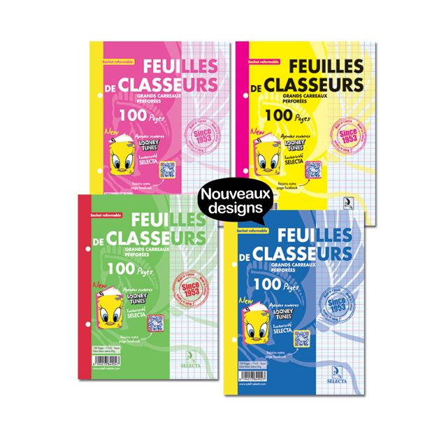 FEUILLES DE CLASSEUR 17x22 100P SEY 80g Assortis Selecta