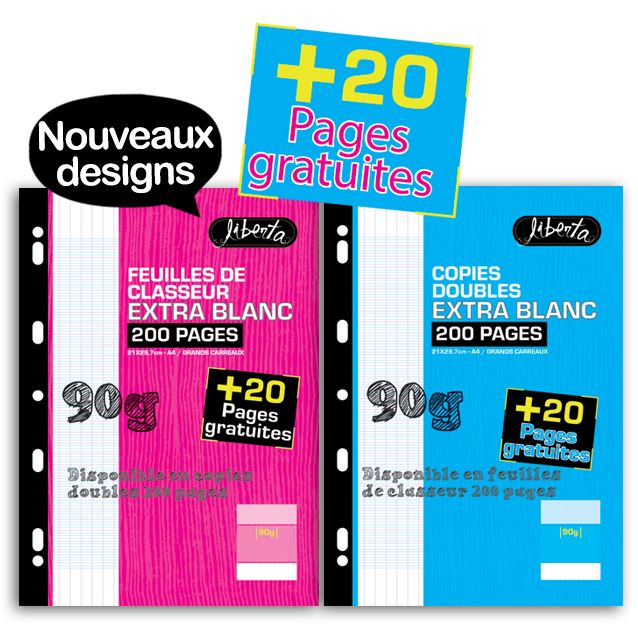 FEUILLES DE CLASSEUR EXTRA BLC A4 200P SEY+20grat 90G LIBERTA