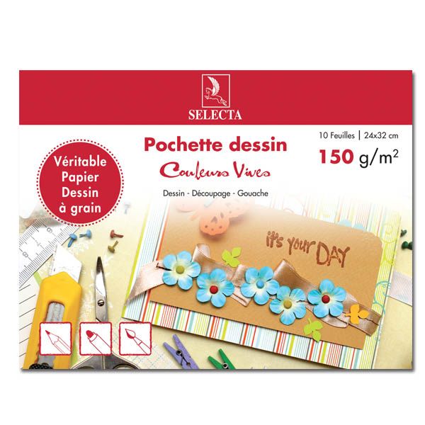 Pochette papier dessin Canson Couleurs Vives 24x32 150 gr/m² 